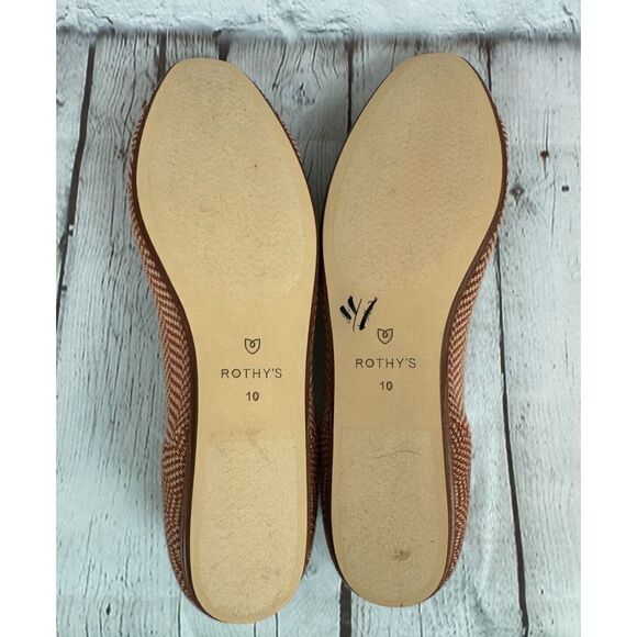 NEW! ROTHY'S beige orange chevron herringbone flat ballerina shoes 10 - Picture 6 of 9